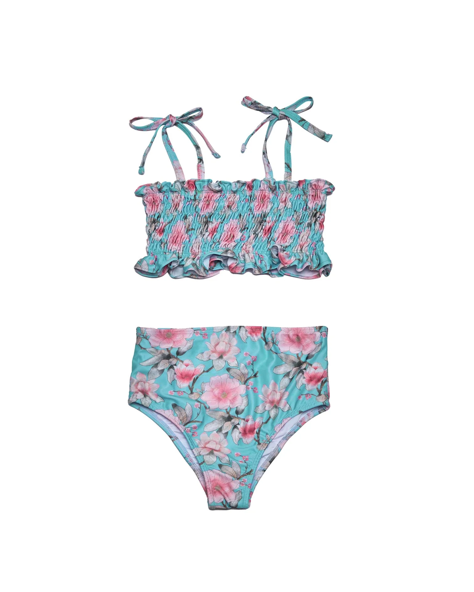 Girls Ruched Bikini Set – Adjustable Straps & High-Waisted Bottoms (Meadowlight) - Image 3