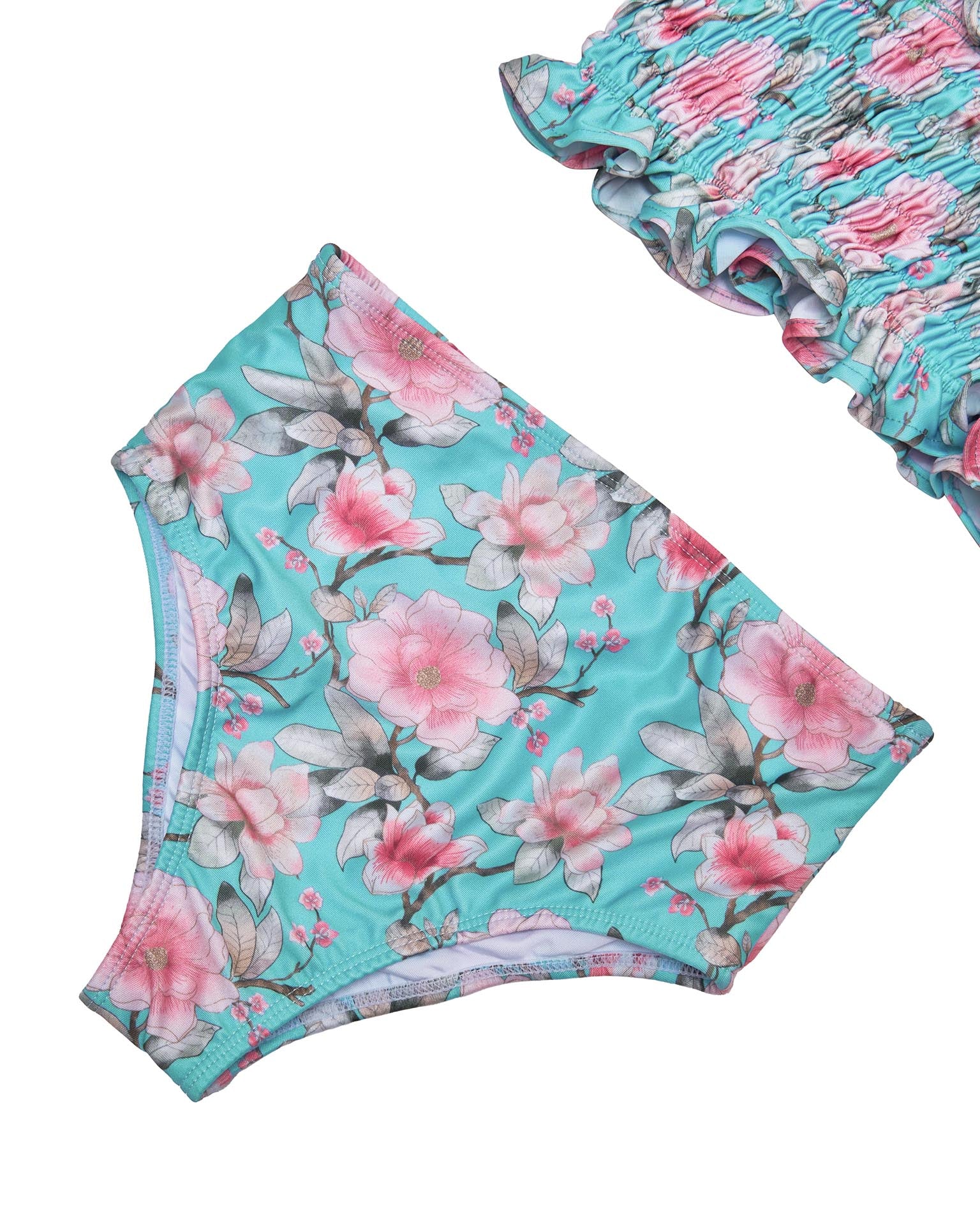 Girls Ruched Bikini Set – Adjustable Straps & High-Waisted Bottoms (Meadowlight) - Image 4