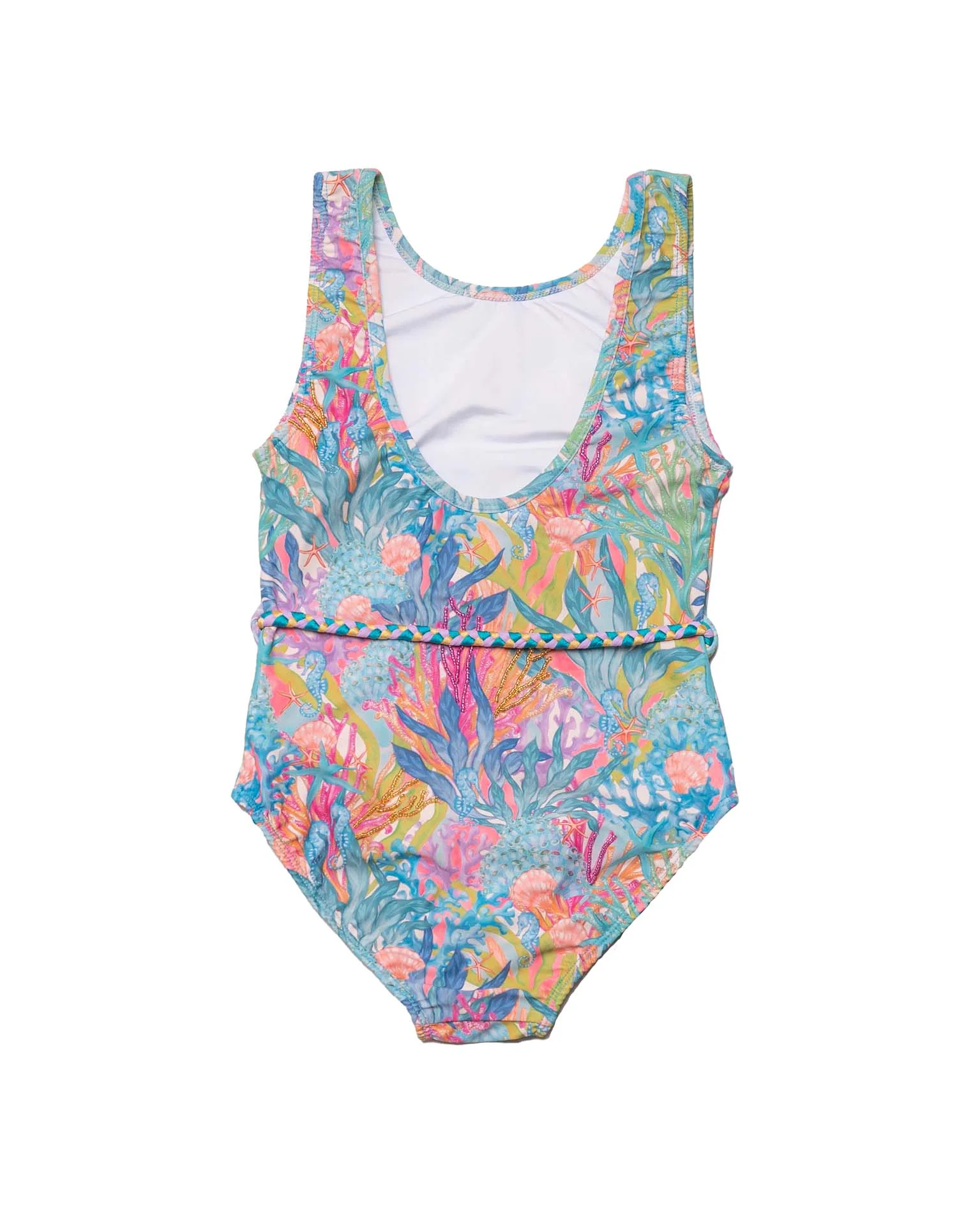 Hand Beaded One Piece Swimsuit with Belt - Image 7