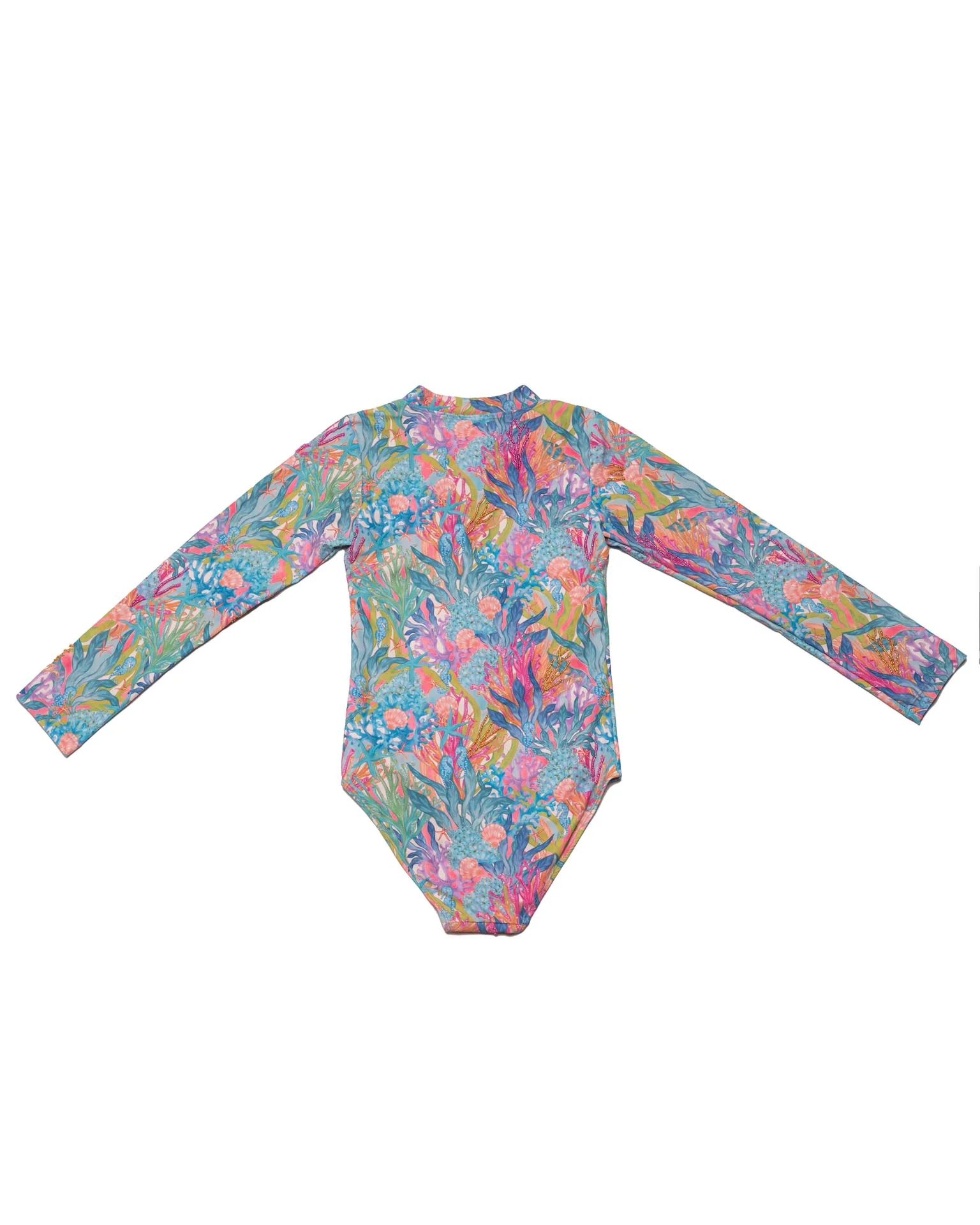 Long Sleeve Zip One Piece Swimsuit - Hand beaded - Image 4