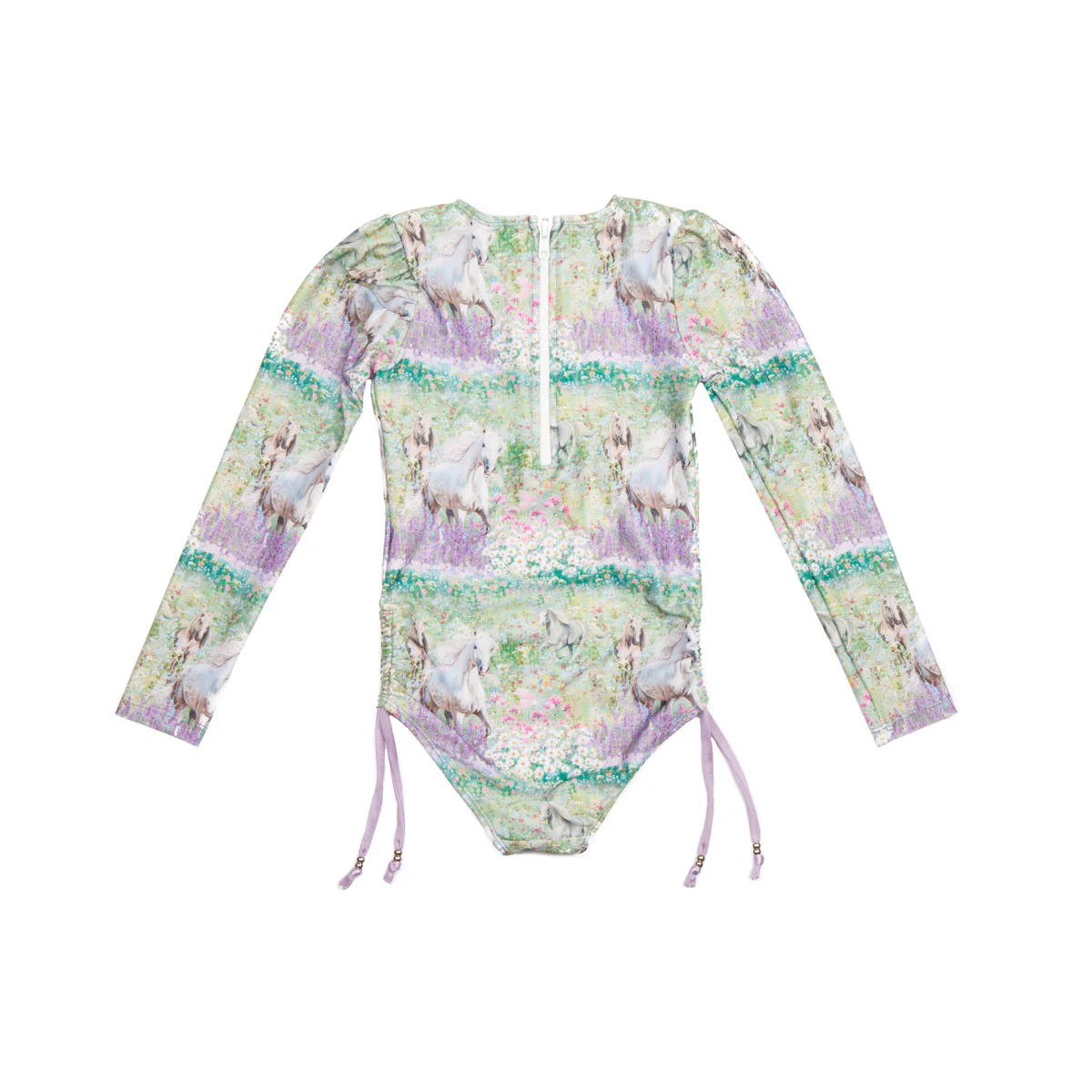 Long Sleeve One Piece Swimsuit with Side Ties - Image 3