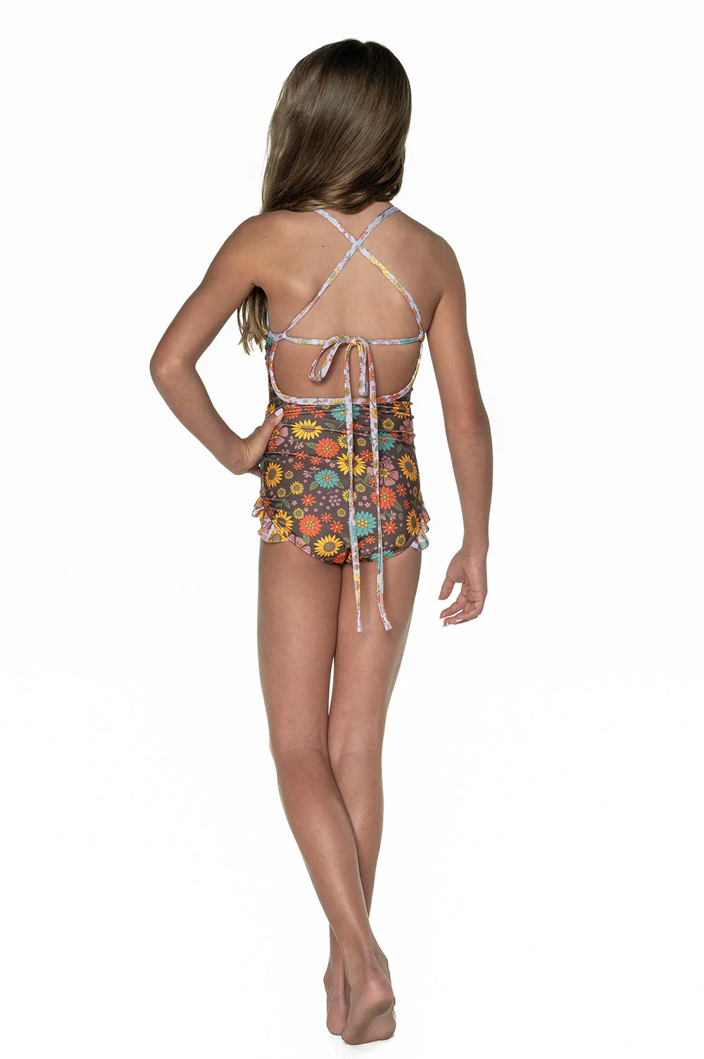 Peace, Love & Happiness One Piece Cross Back with Tie (Poppy) - Image 3