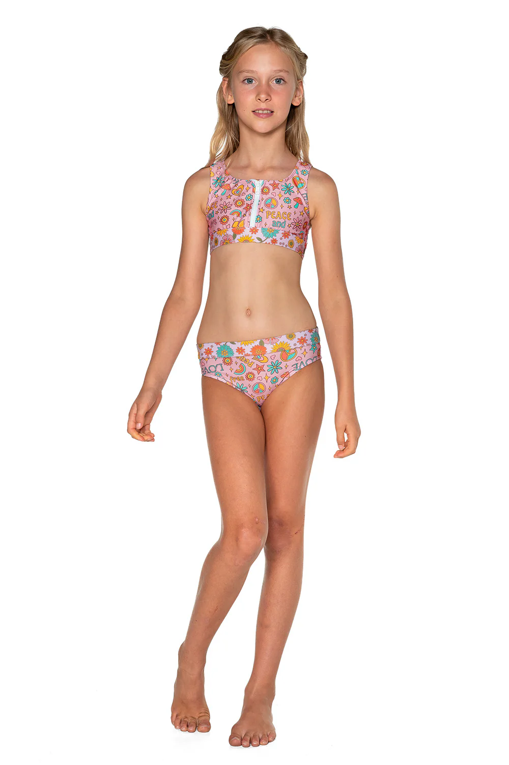 Peace, Love & Happiness Zip Bikini (Dusty) - Image 4